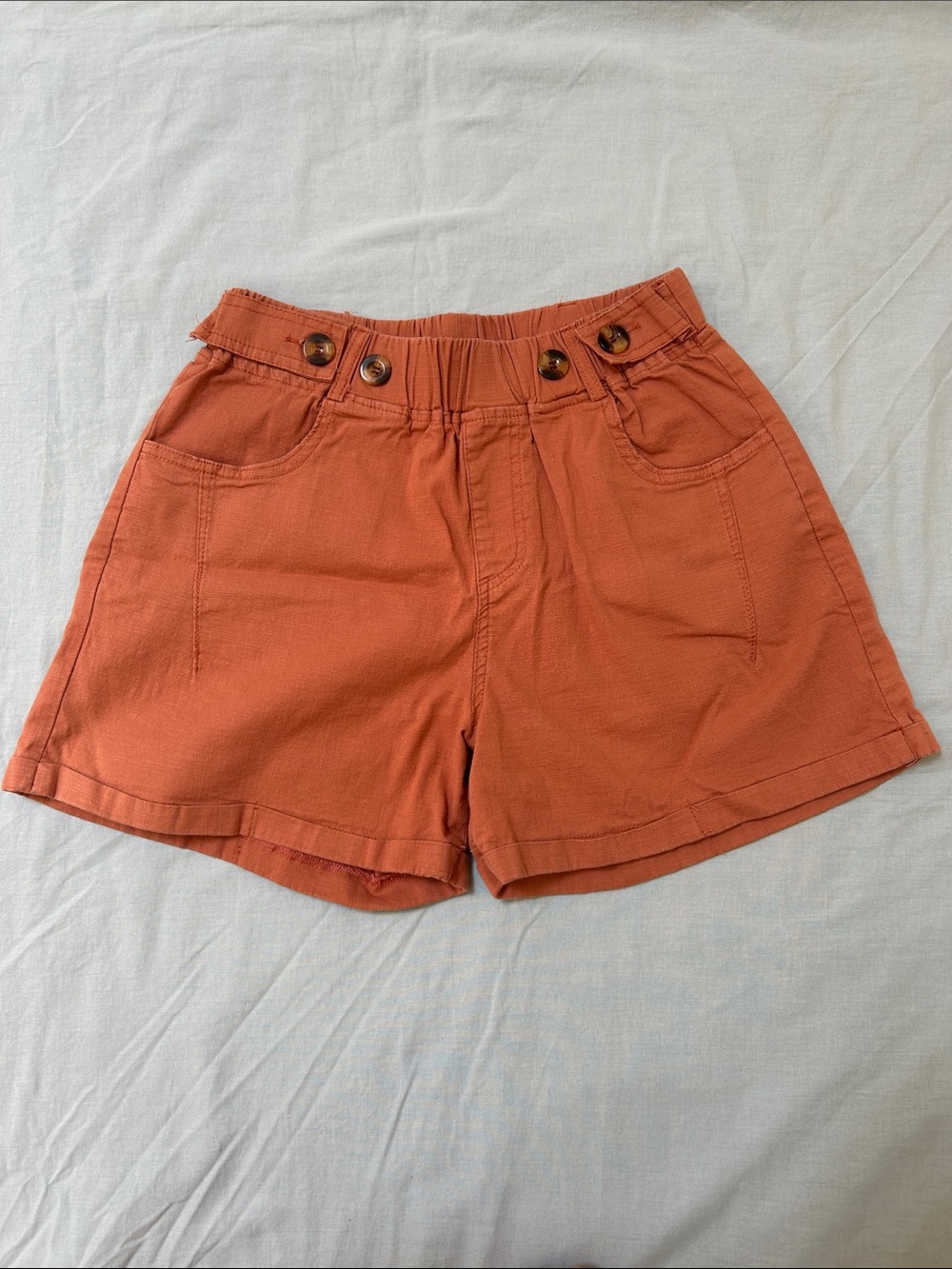 Mid-Rise Utility Shorts in Rust Orange